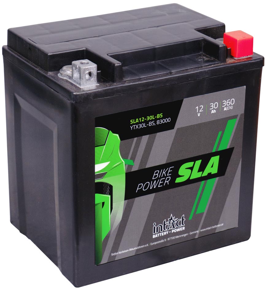 Intact SLA12-30L-BS Bike-Power SLA 30Ah Motorradbatterie (DIN 83000)