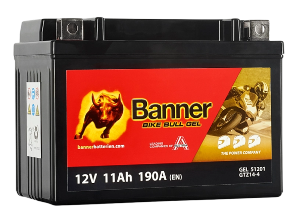Banner BGTZ14-S Bike Bull GEL 51201 11Ah Motorradbatterie YTZ14S (DIN 51101)