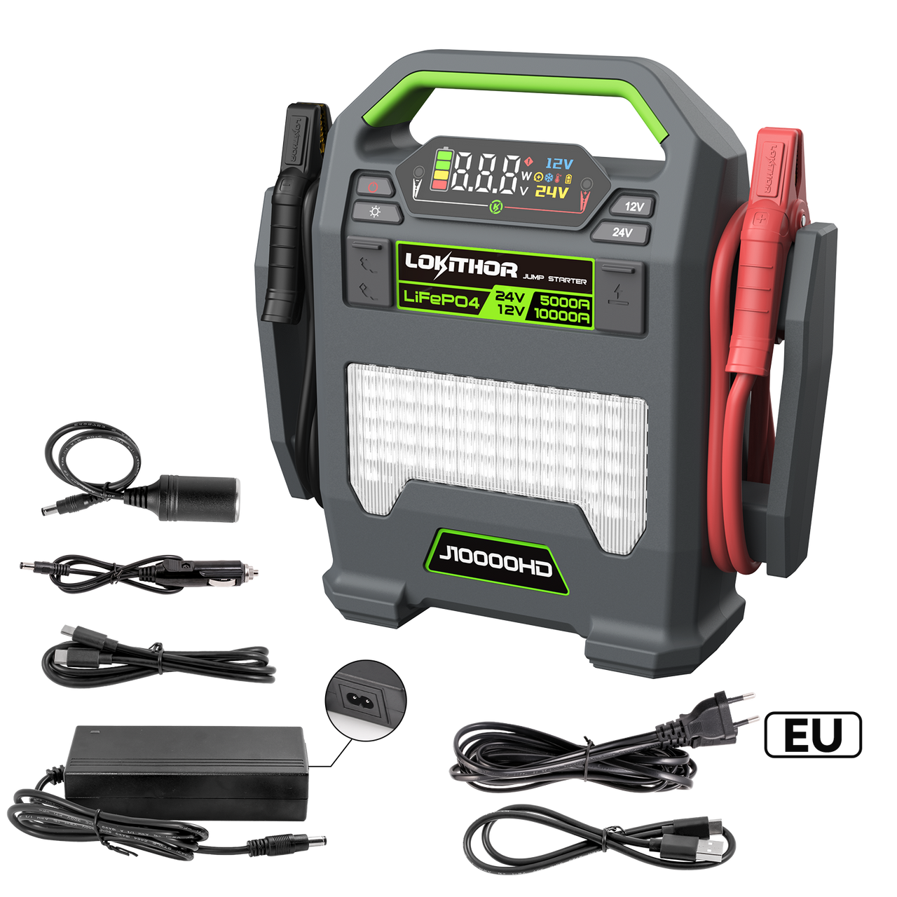 Lokithor J10000HD LiFePO₄ 12V/24V 256Wh 10000A Jump Starter Starthilfe – Bild 9
