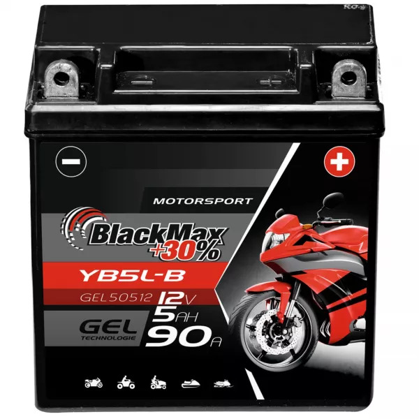 YB5L-B Motorradbatterie 12V 5Ah BlackMax Gel (DIN 50512)