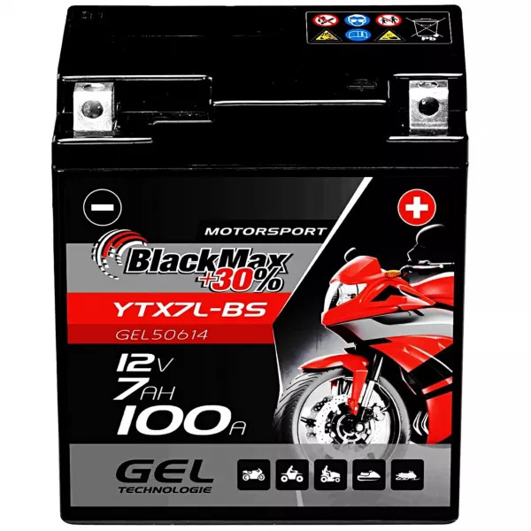 YTX7L-BS Motorradbatterie 12V 6Ah BlackMax Gel CTX7L-BS (DIN 50614)