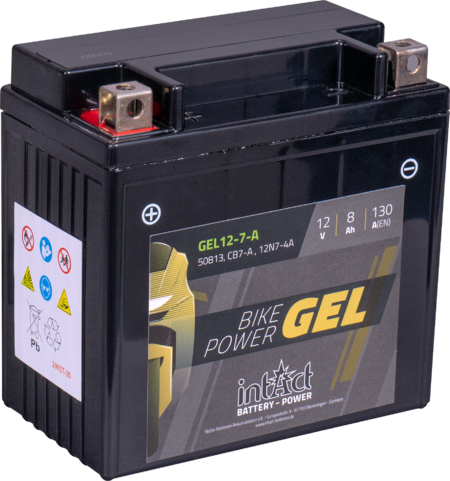 Intact GEL12-7-A Bike-Power GEL 8Ah Motorradbatterie (DIN 50813) 12N7-4A / YB7-A