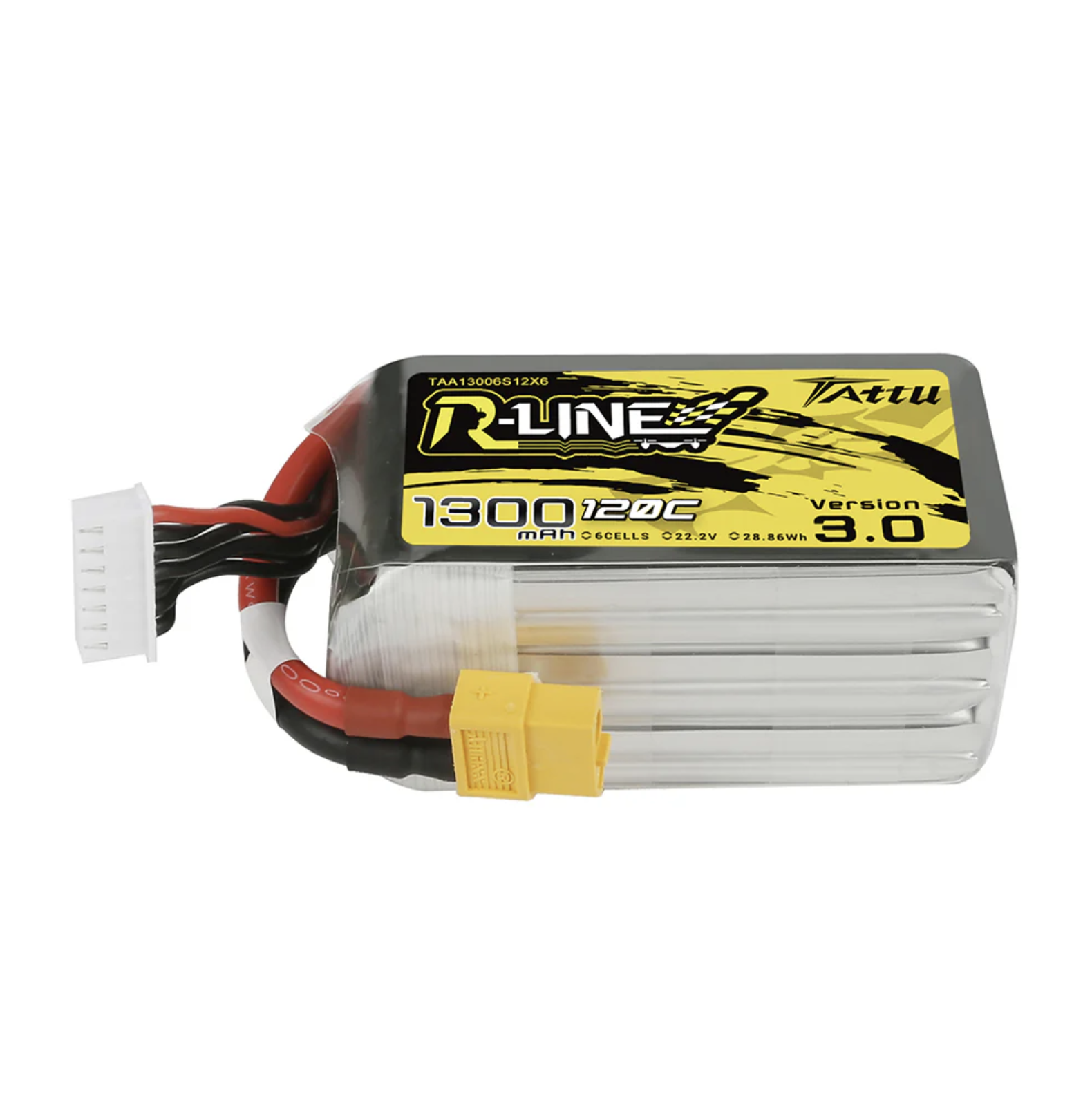 Tattu 1300mAh 22.2V 120C 6S1P R-Line Version 3.0  Lipo Batteie mit XT60 Stecker TAA13006S12X6