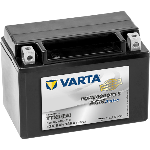 VARTA Powersports AGM ACTIVE YTX12-BS 10Ah Motorradbatterie 12V (DIN 51012)