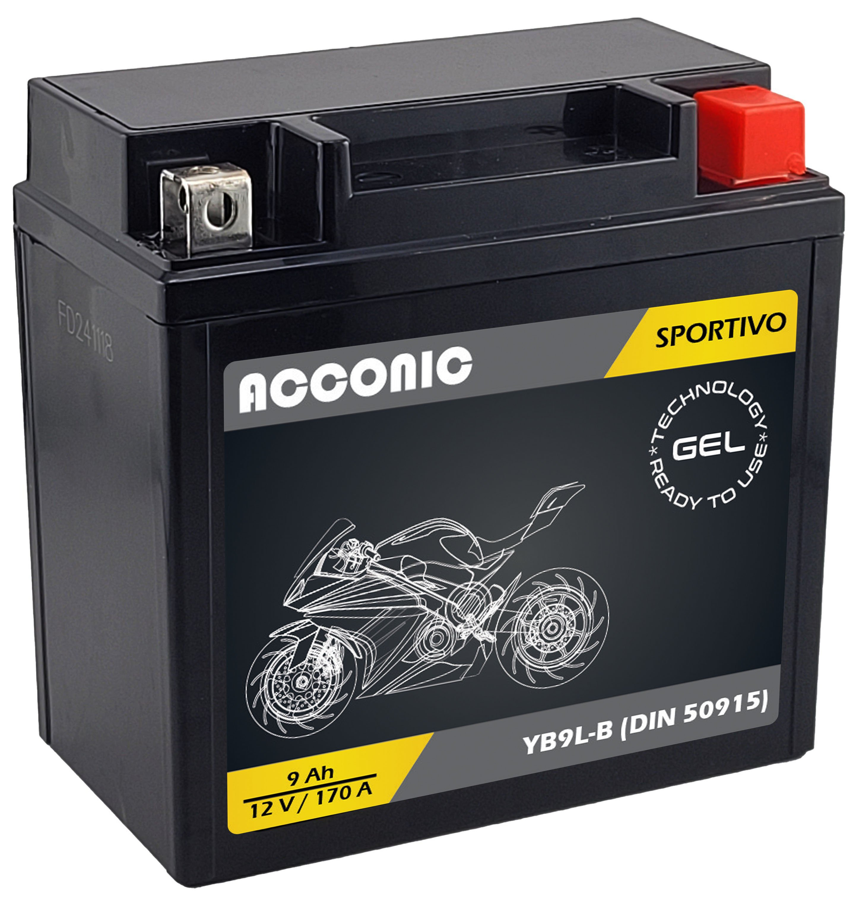 ACCONIC Sportivo GEL YB9L-B Motorradbatterie 9 Ah 12V (DIN 50915)