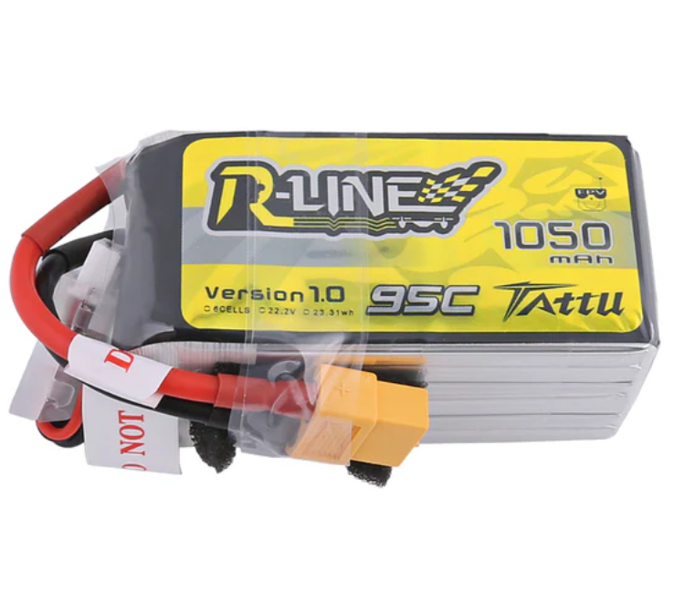 Tattu 1050mAh 22.2V 95C 6S1P R-Line Version 1.0 Lipo Batterie mit XT60 Stecker TA-RL-95C-1050-6S1P