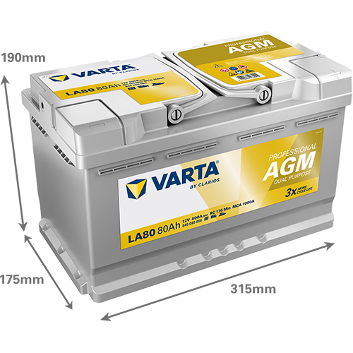 Varta LA80 Professional AGM 80AH Batterie – Bild 2