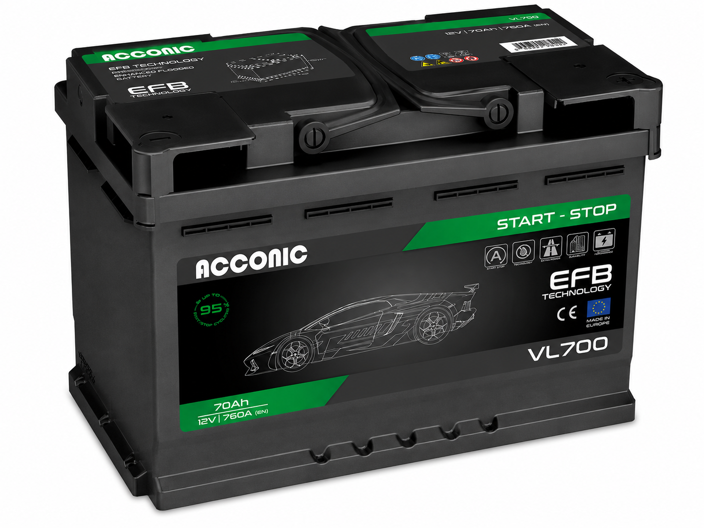 ACCONIC VL700 START-STOP EFB 70Ah Autobatterie 570 500 076