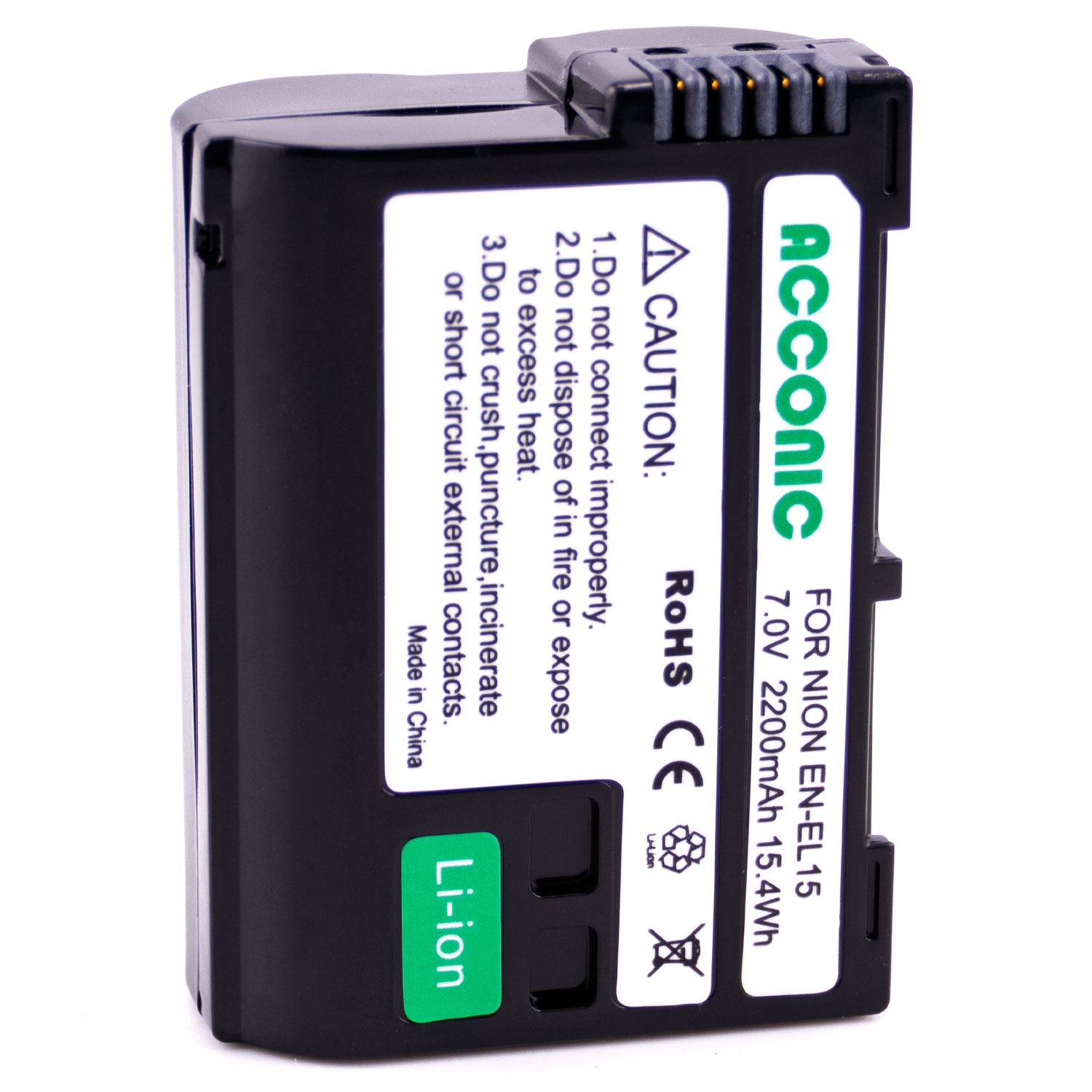 Acconic Photon Series EN-EL15 Ersatz Akku für  Nikon EN-EL15 1 V1 EN-EL15 D600