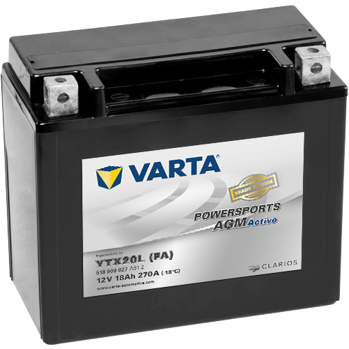 VARTA Powersports AGM ACTIVE YTX20L-BS 18Ah Motorradbatterie 12V (DIN 82000)