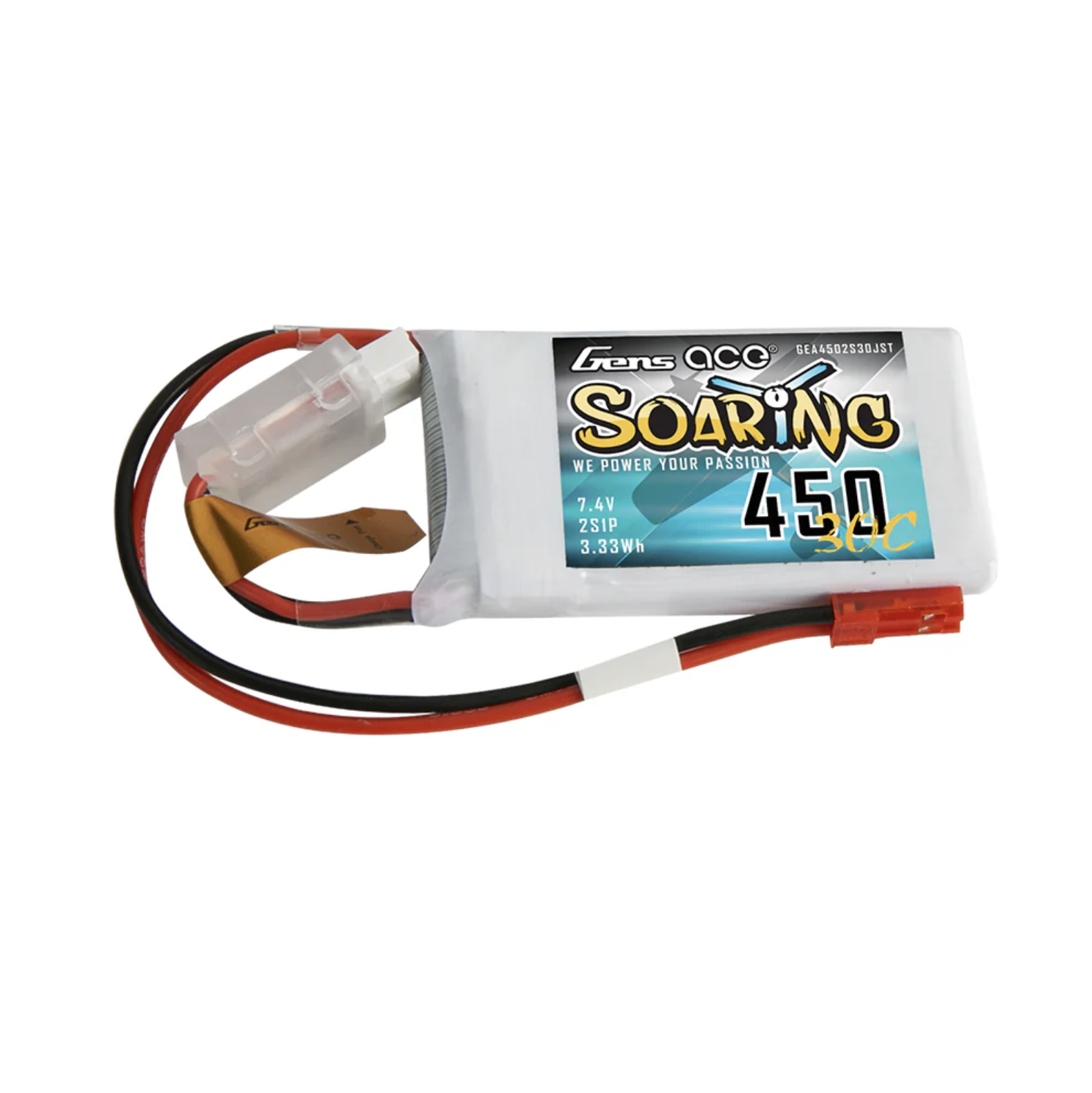 Gens ace 450mAh 7.4V 30C 2S1P Soaring  Lipo Batterie mit JST-SYP Stecker GEA4502S30JST