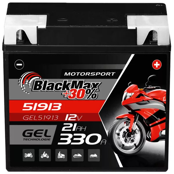 G19 BMW Motorradbatterie 12V 21Ah BlackMax Gel (DIN 51913)