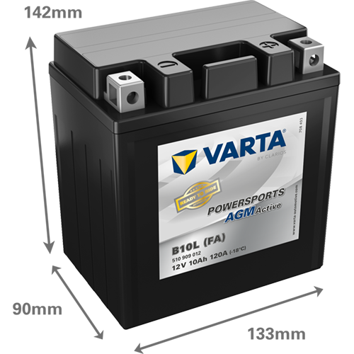 VARTA Powersports AGM ACTIVE YB10L-BS 10Ah Motorradbatterie 12V (510909012) – Bild 2
